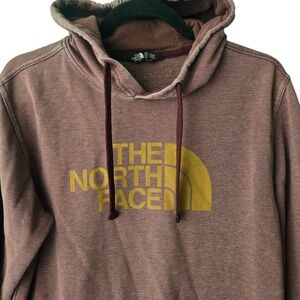The North Face Mens Small Maroon Heather Pullover Hoodie Half Dome Logo Brown